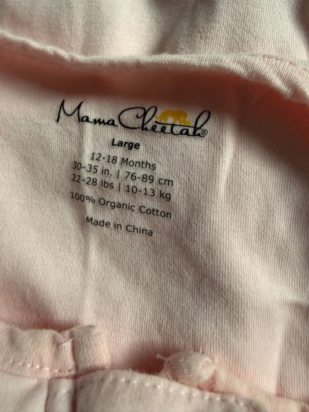 Mama Cheetah Light Pink Baby Sleep Sack with Front Zipper- Large 12-18 months